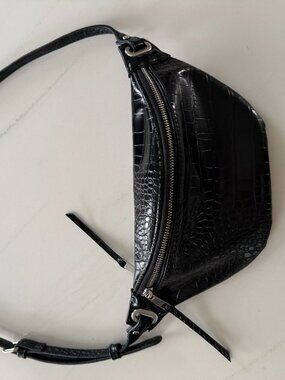The Drop Preston Black Croc-Embossed Faux Leather Belt Bag Crossbody